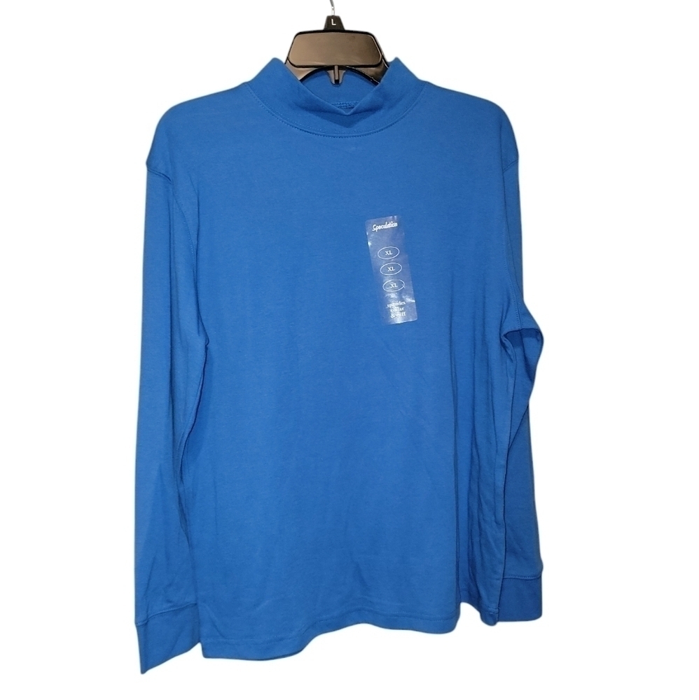 Speculation size XL blue long sleeve spandex collar and cuff top
